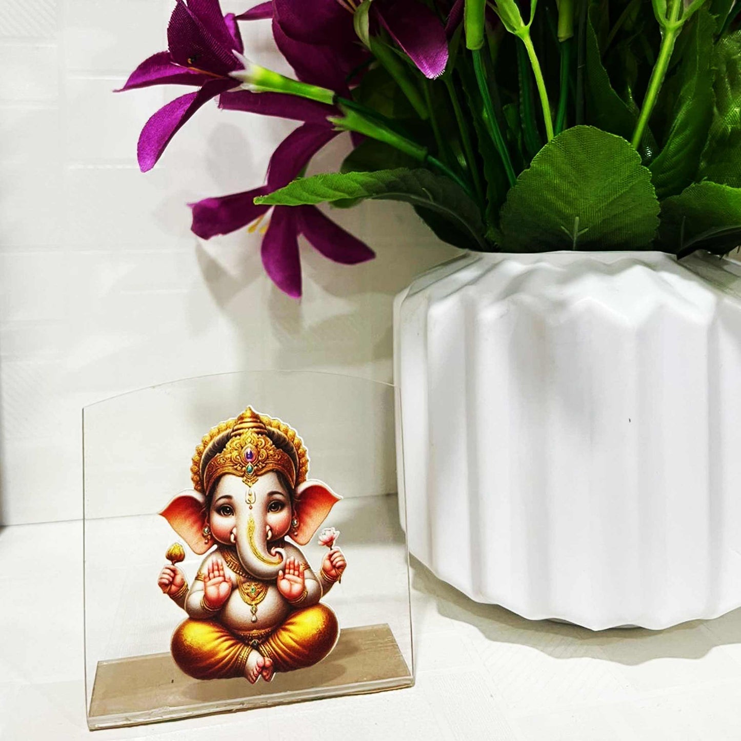 Ganesha Ji Transparent Car Dashboard Frame – Prosperity & Protection on the Road