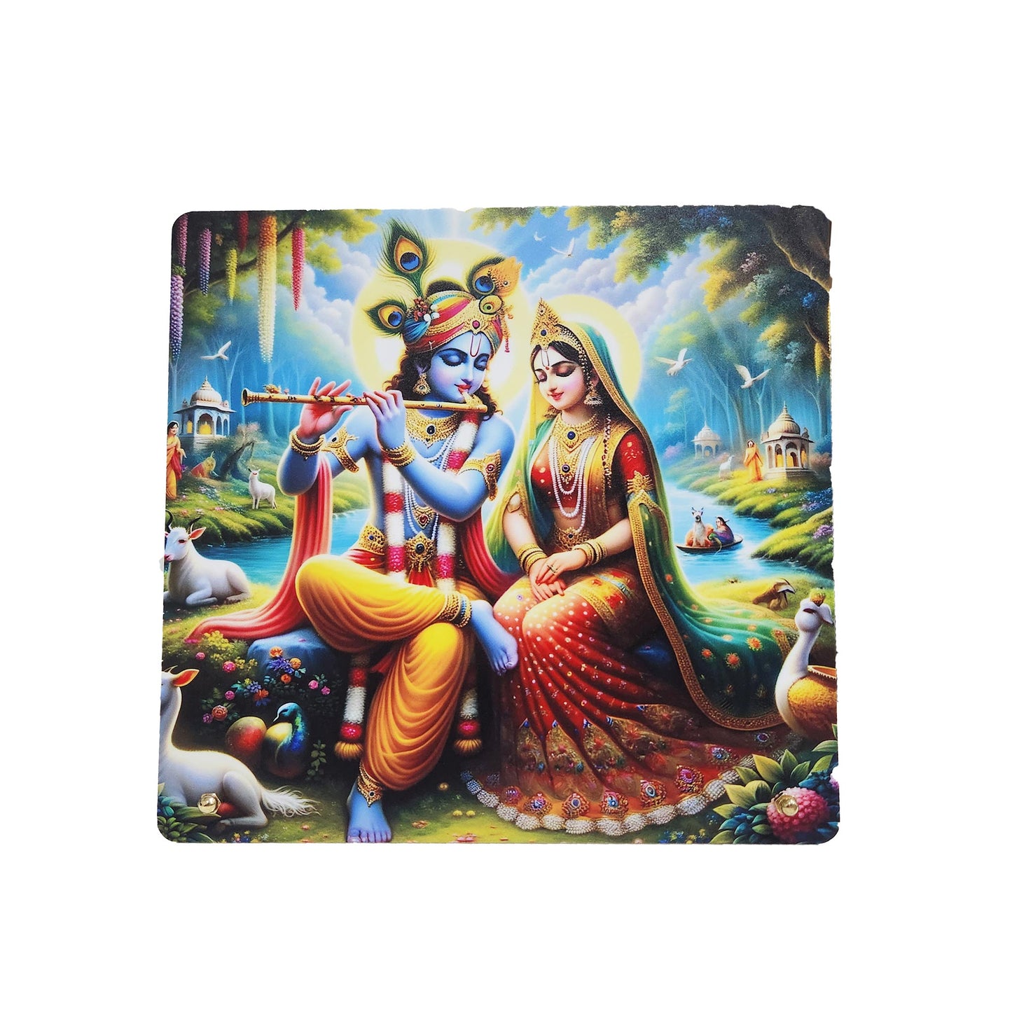 Blessed Home Radha Krishna Frame- (Size 9x9 Inch)