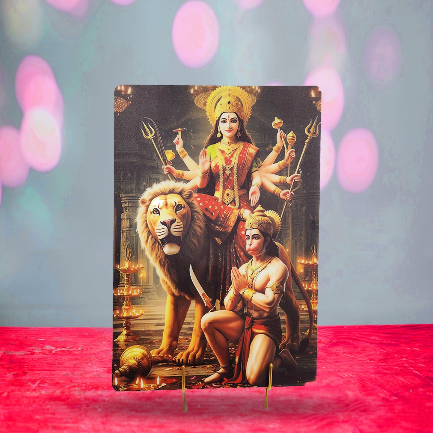 Durga Sewa Durga Hanuman Ji Frame- (Size 9x12 Inch)