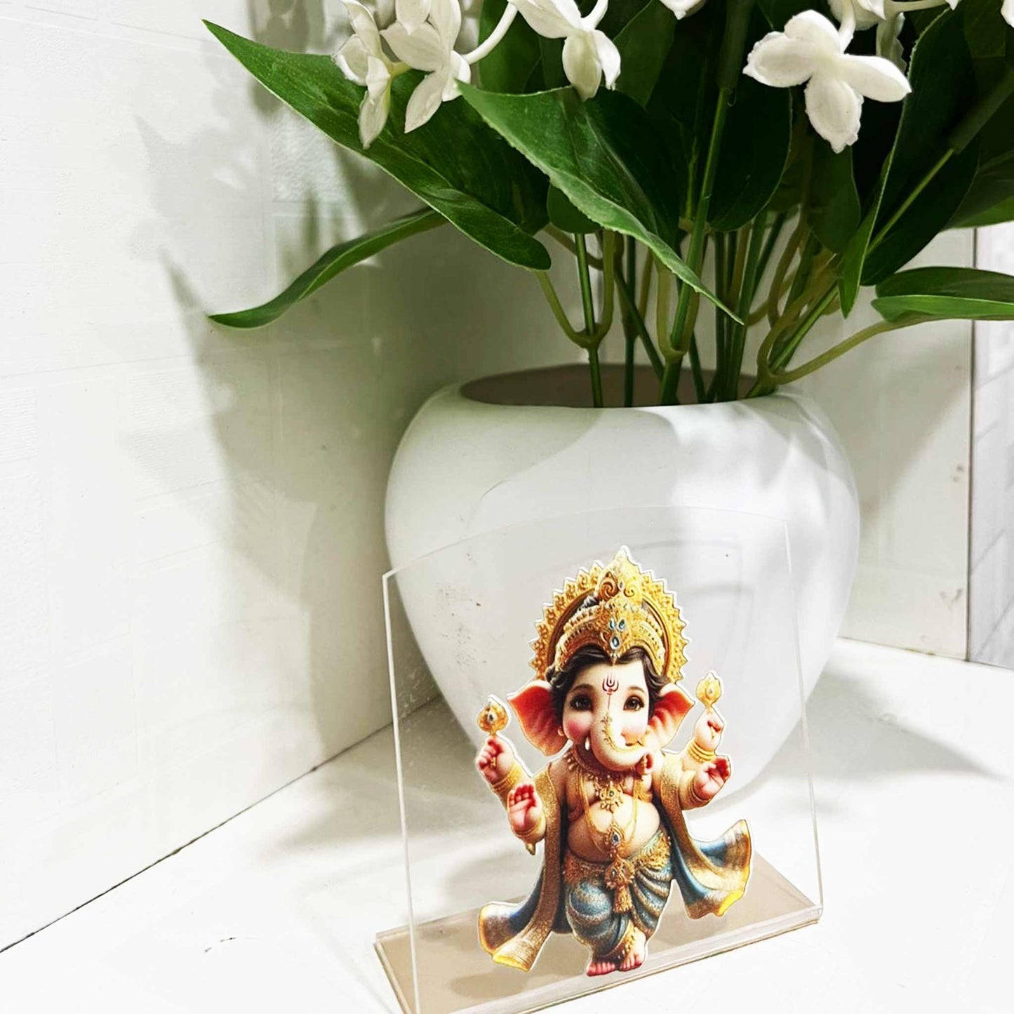 Ganesh Ji Transparent Car Dashboard Frame – Prosperity & Protection on the Road