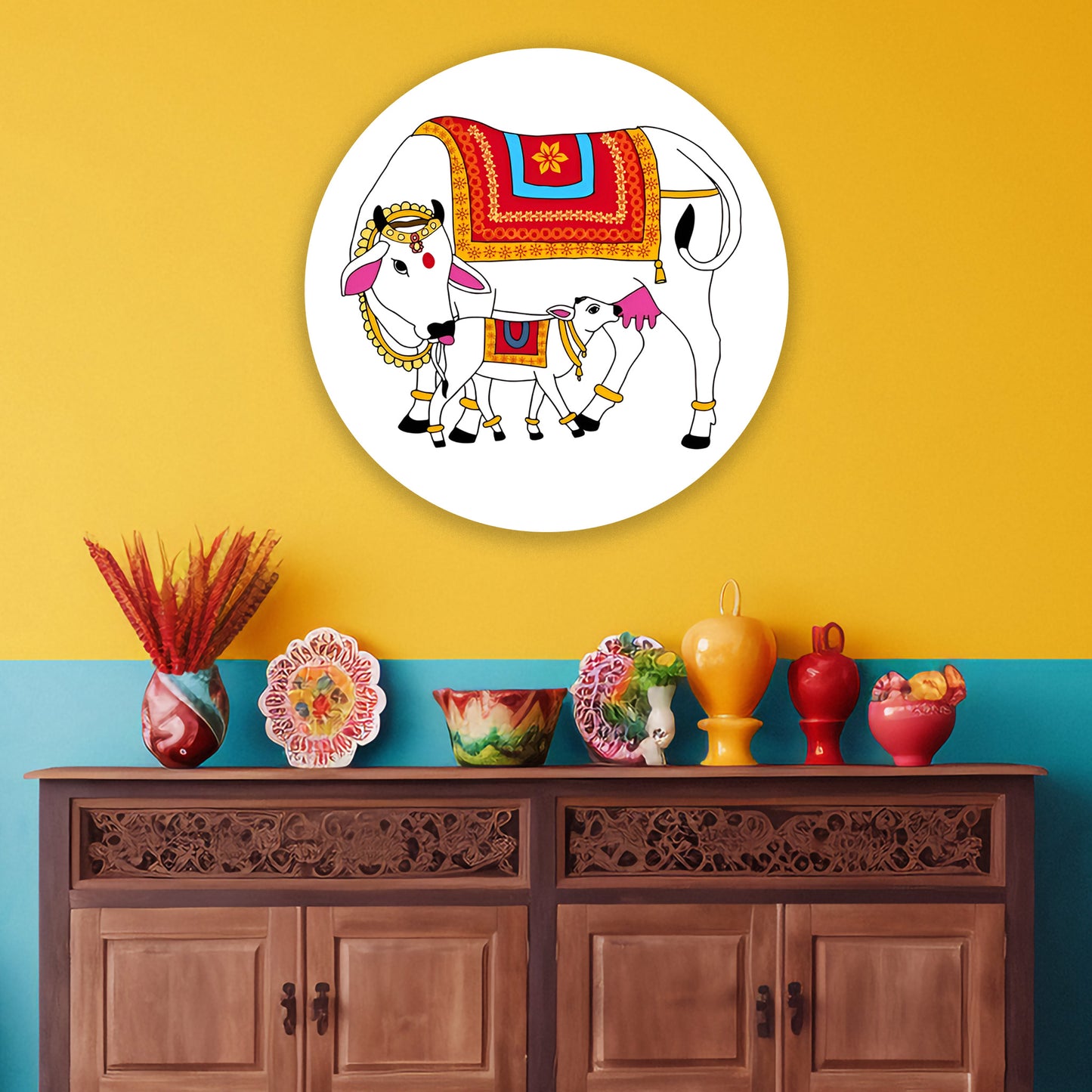 Circle of Prosperity – Kamdhenu Frame(size- 9"x9")