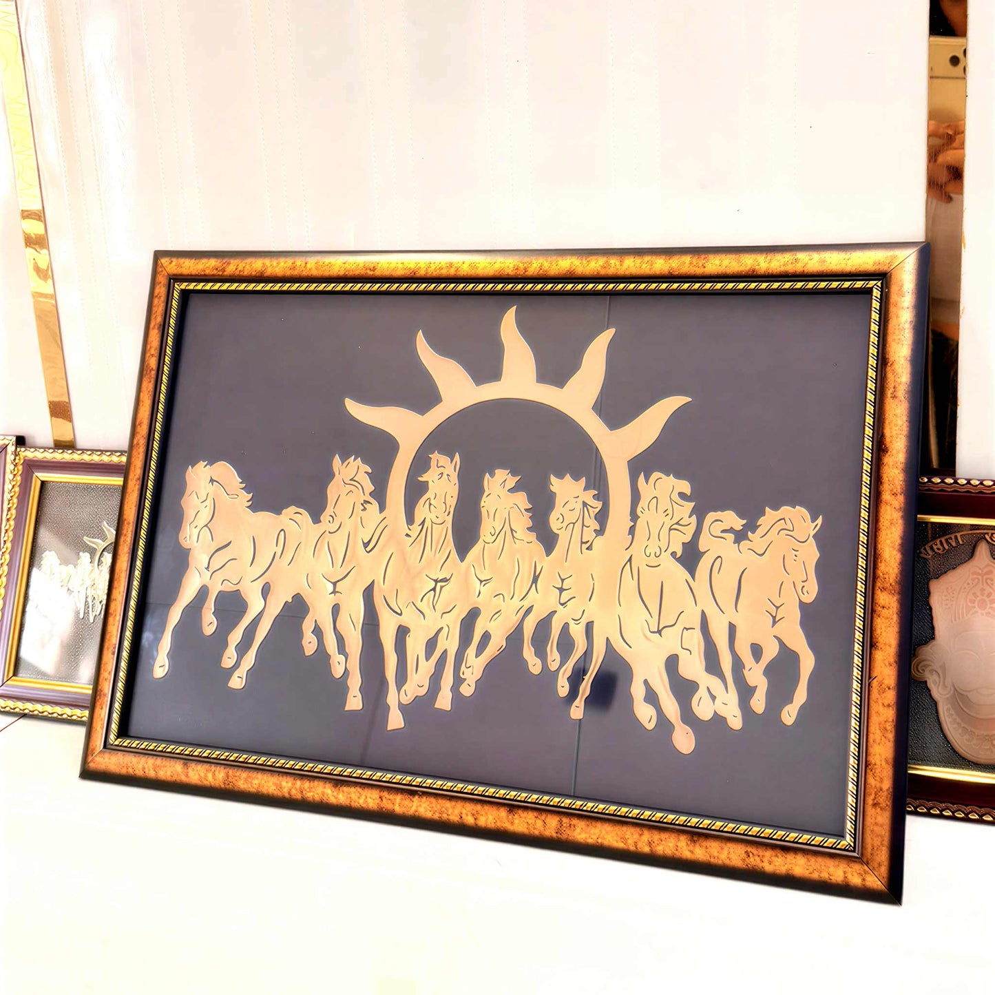 Golden Glory 7 Horses -18''x12"