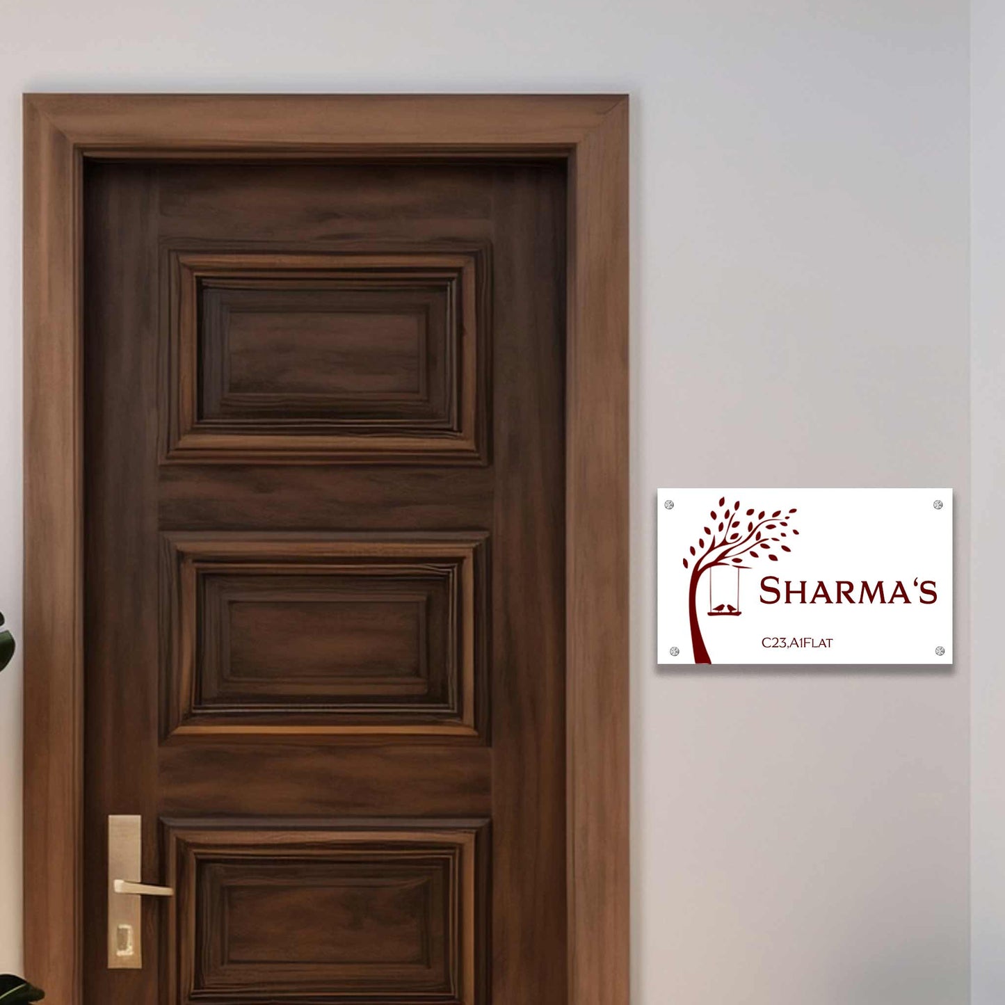 White Acrylic Home Name Plate – Minimal Elegance for Your Entrance-(Size-12x 9 Inch)