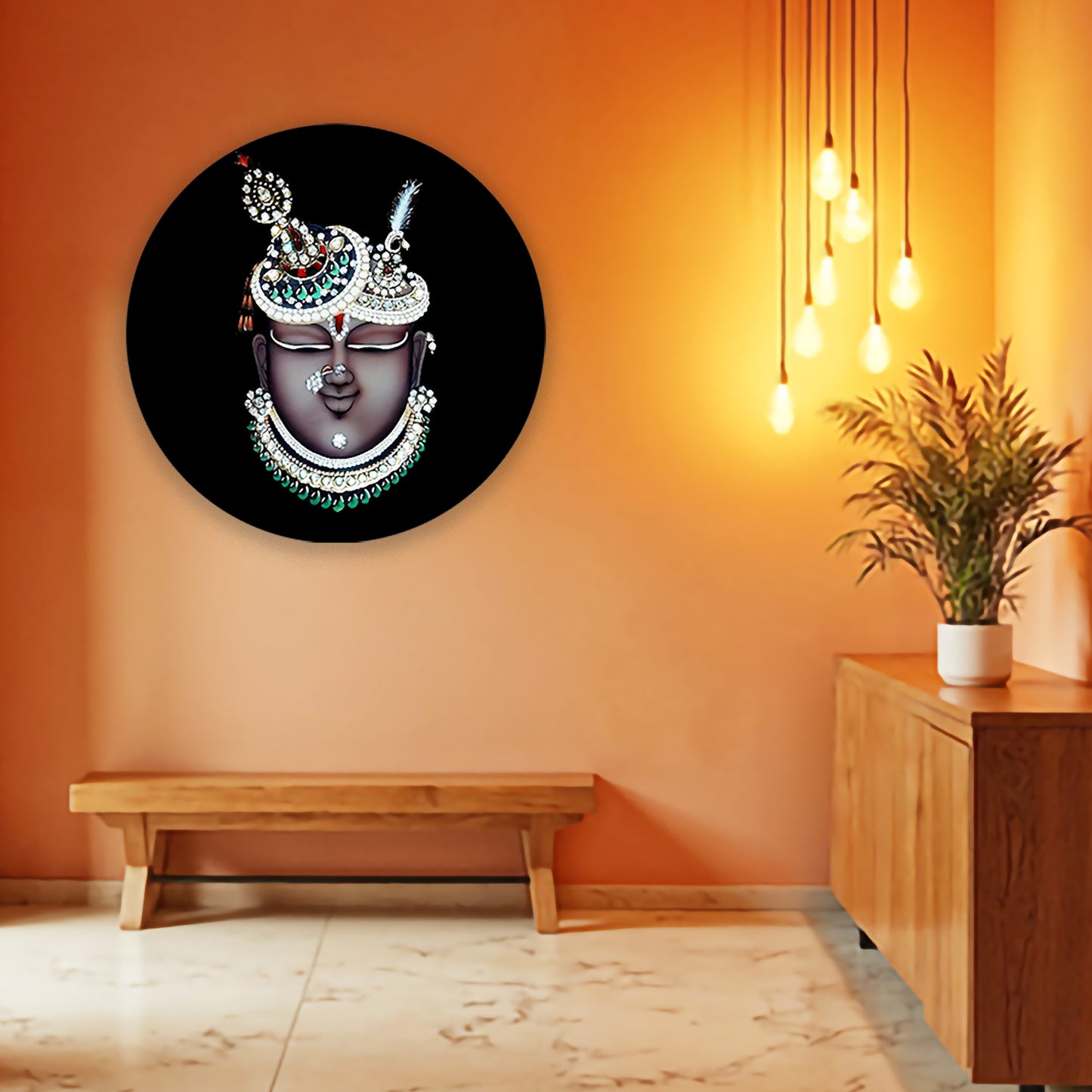 Shrinath Ji Divine Circle Frame- (size- 10"x10")