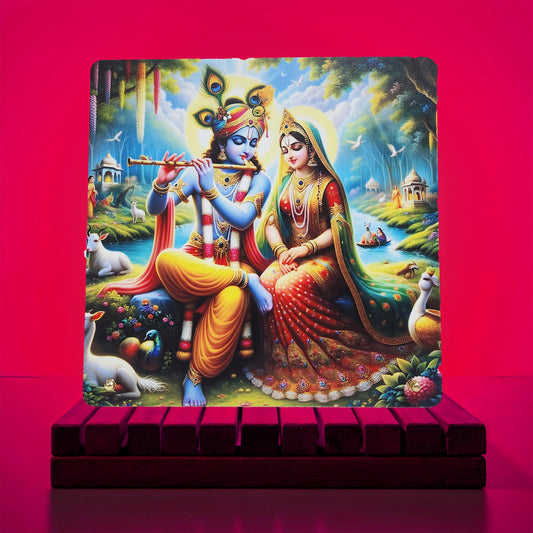 Blessed Home Radha Krishna Frame- (Size 9x9 Inch)