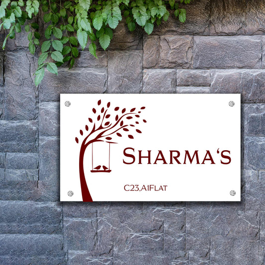 White Acrylic Home Name Plate – Minimal Elegance for Your Entrance-(Size-12x 9 Inch)