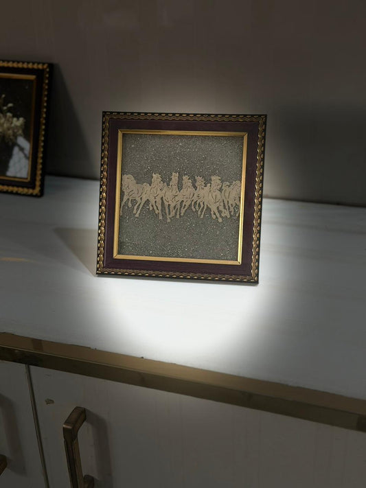 Regal Seven Horses Pyrite Decor Frame