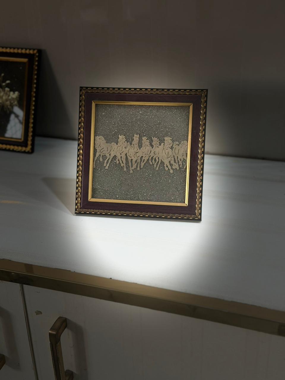 Regal Seven Horses Pyrite Decor Frame