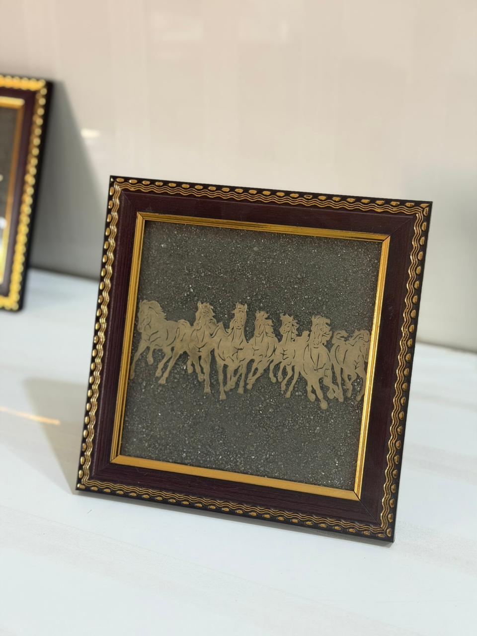 Regal Seven Horses Pyrite Decor Frame