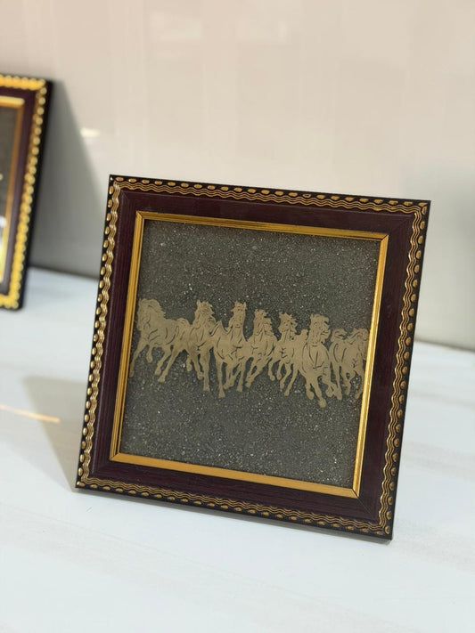 Regal Seven Horses Pyrite Decor Frame