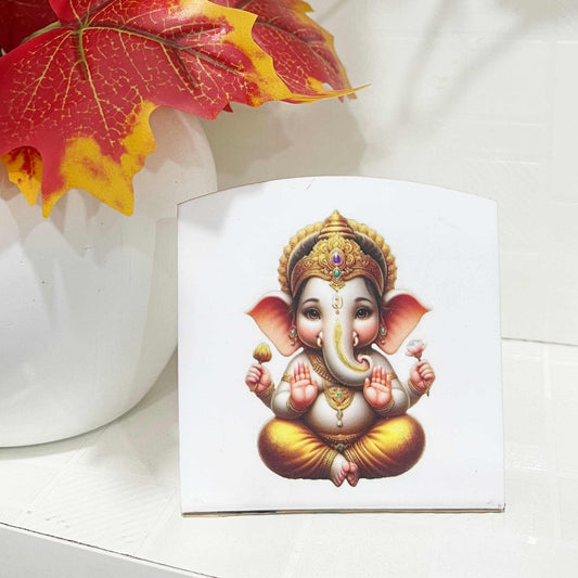 Ganesh Ji Acrylic Car Dashboard Frame – Divine Blessings on Every Journey