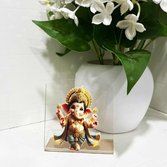 Ganesh Ji Transparent Car Dashboard Frame – Prosperity & Protection on the Road
