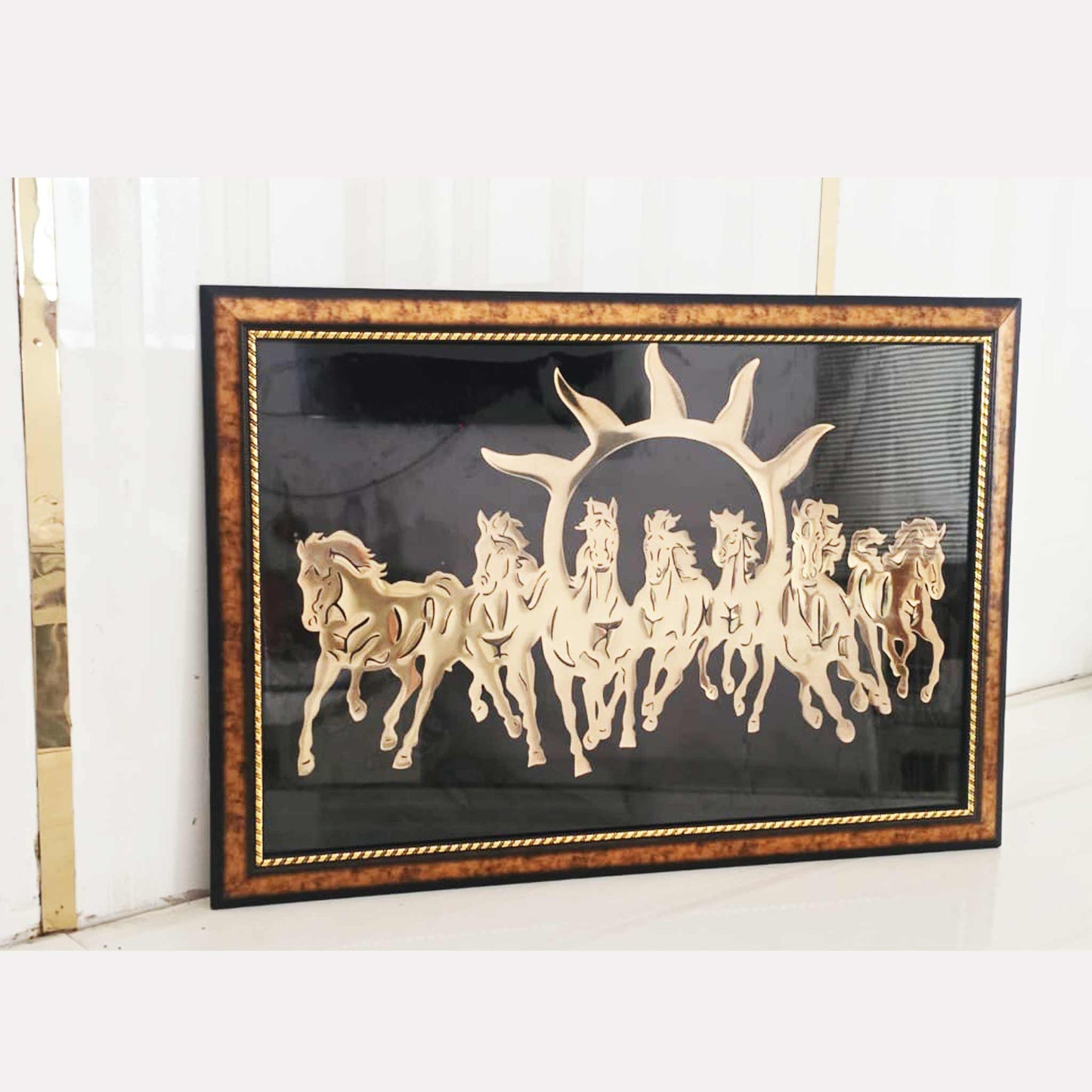 Golden Glory 7 Horses -18''x12"