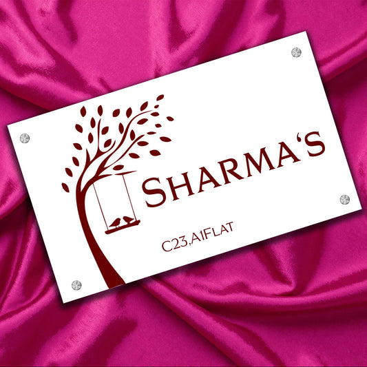 White Acrylic Home Name Plate – Minimal Elegance for Your Entrance-(Size-12x 9 Inch)
