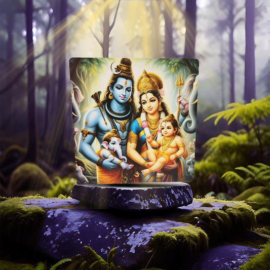 Shiv Shakti Parivar Glow Frame- (Size 6x6 Inch)