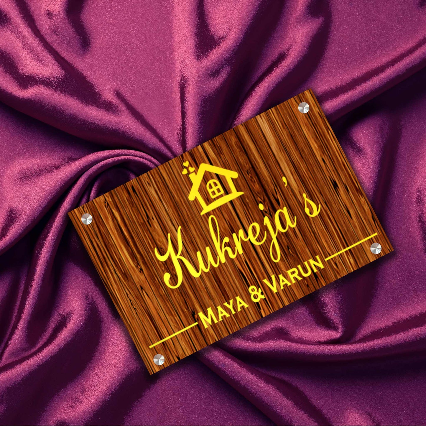 Wooden Home Name Plate – Natural Warmth, Premium Finish-(Size-12x 9 Inch)